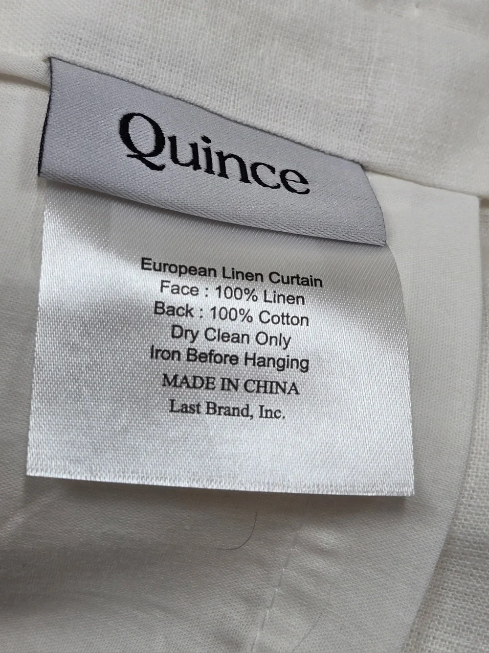 QUINCE Set Of 2 48x96 European Linen Curtains White 0422